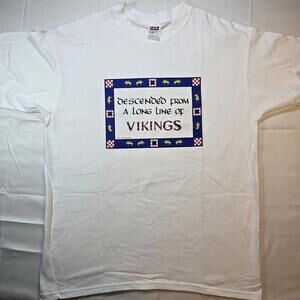 Vintage Descended From A Long Line Of Vikings Shirt Mens Large Graphic Norse 00s